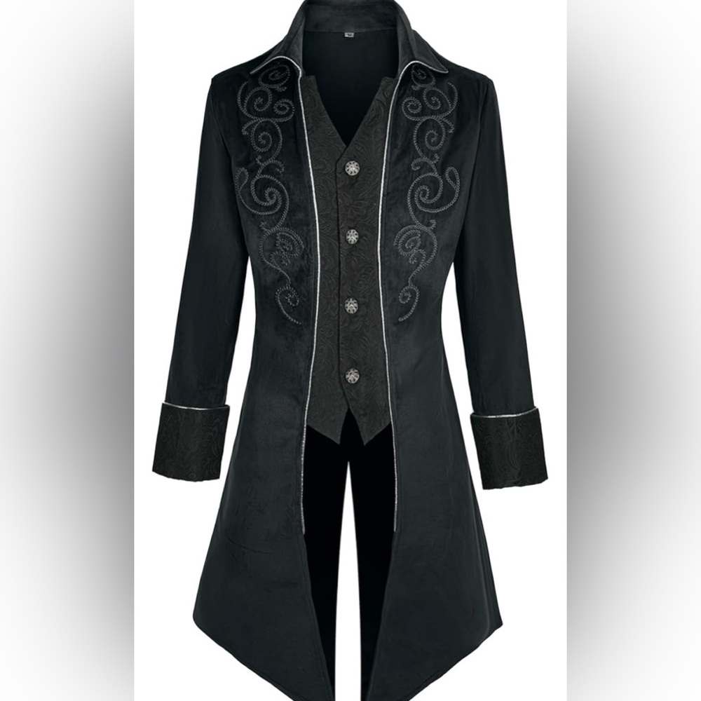 Mens Medieval Steampunk Renaissance Tailcoat Jacket Size Large